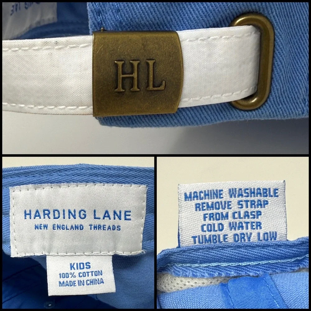 Harding Lane Kids Blue Cotton Airplane Embroidered Strapback Baseball Hat Cap